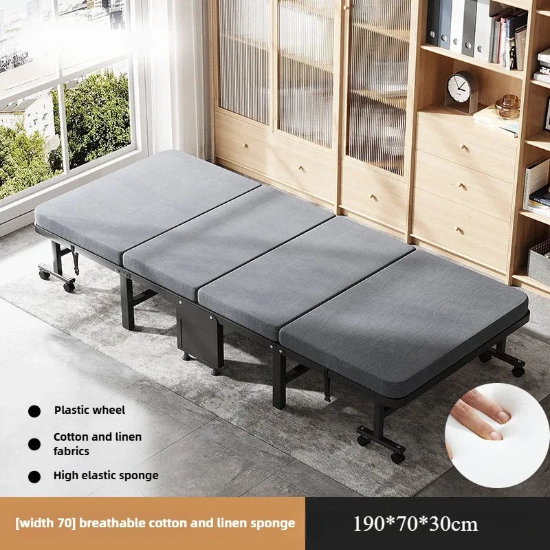 Household Goods Lunch Break Folding Bed Single Portable Home Office Nap Artifact Bed Wooden Board Hospital Escort Bed Adult