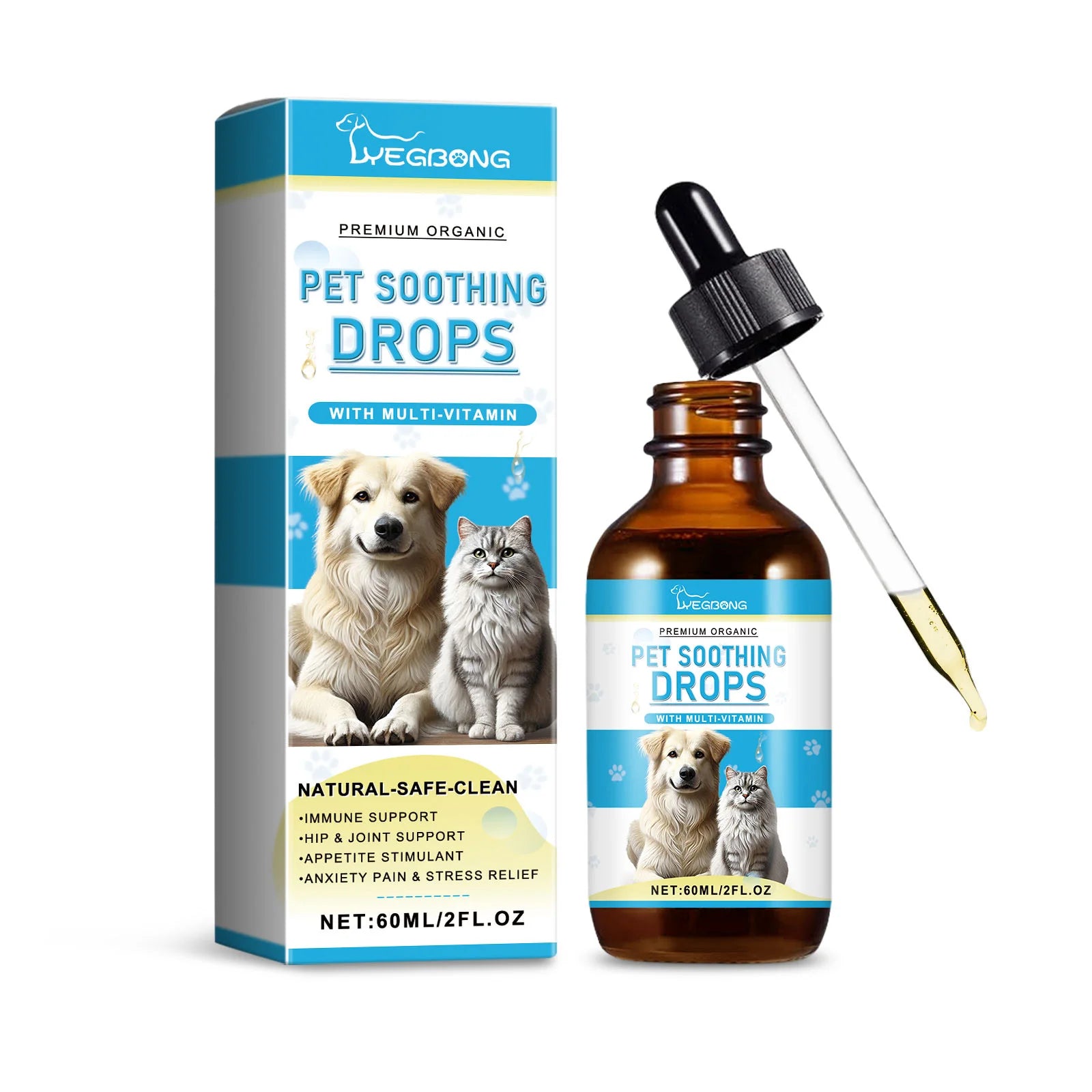 Pet Immunity Boost Care Drops to Relieve Stress and Pain, Enhance Pets&