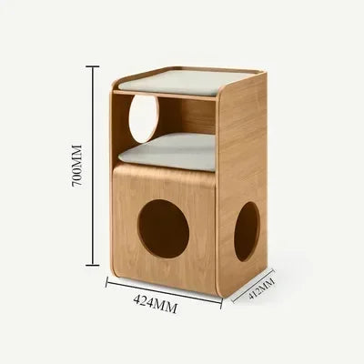 Pet Home Design Curved Wood Bedside Table Cat Nest House Multifunctional Cat Bed