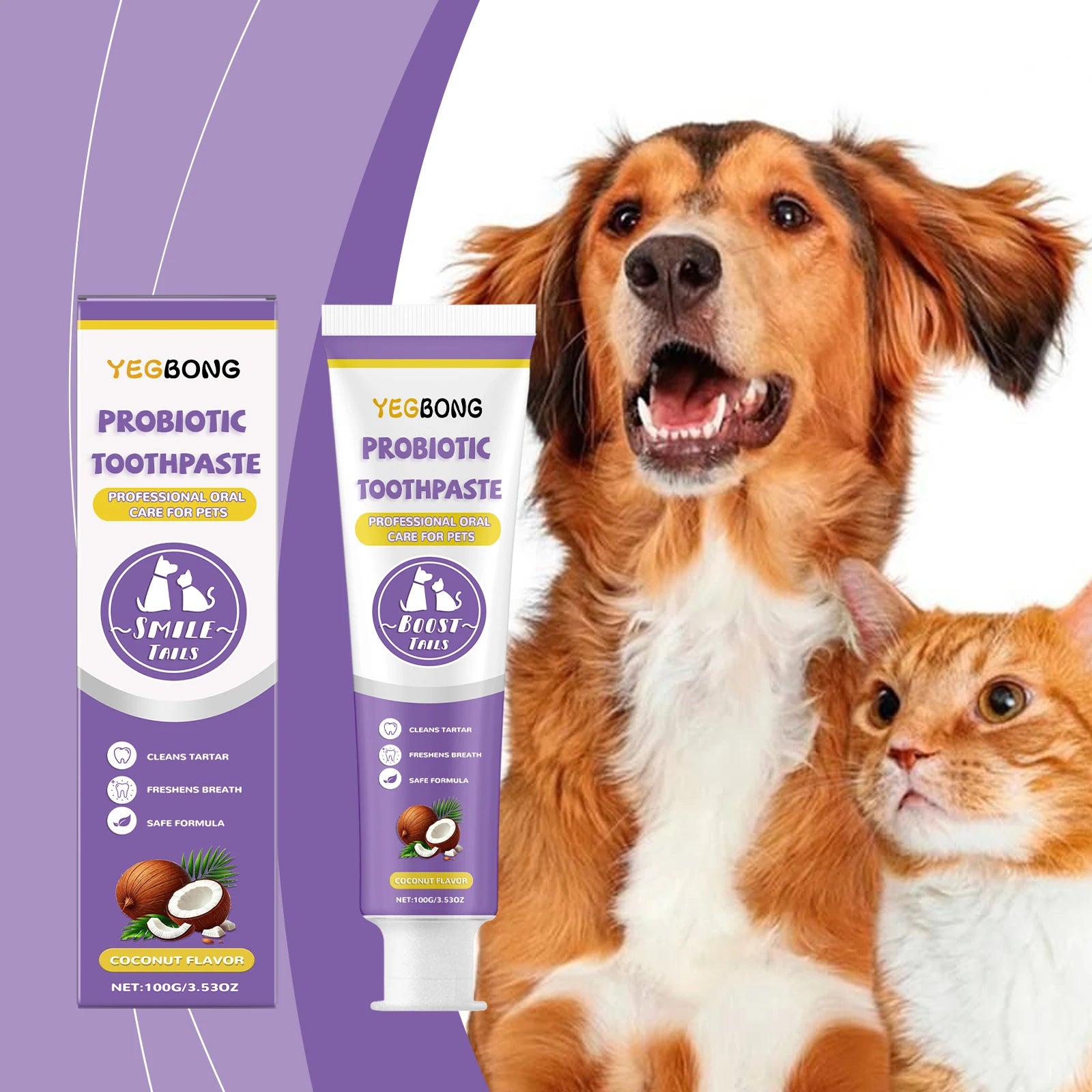 Probiotic Toothpaste for Pets:Eliminates Plaque,Freshens Breath,Gentle Teeth Cleaning&amp;Oral Care,Shared by All Household Pets