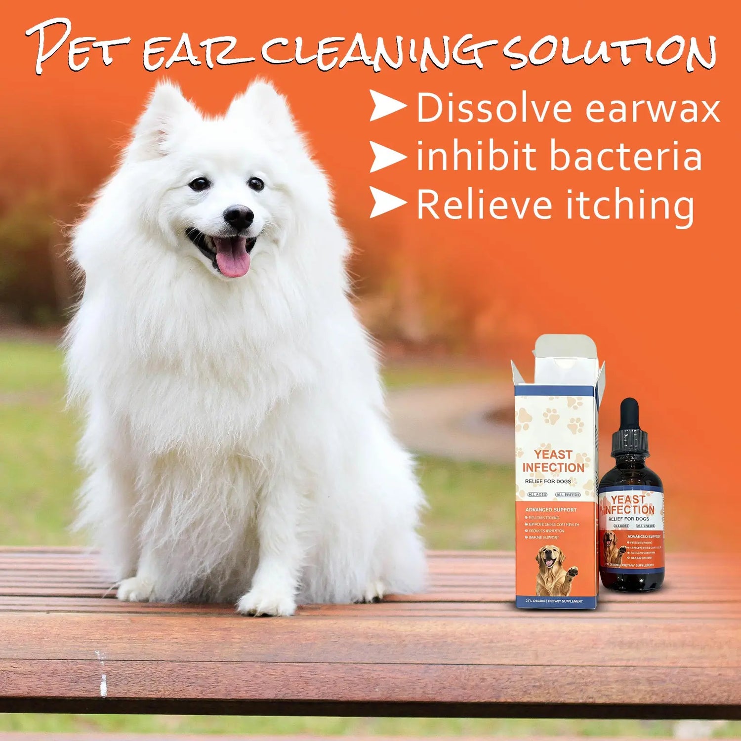 Pet Ear Cleaner Drops Liquid Vitamin Drops Set Daily Ear Care Cleansing Solution with Multivitamin Supplement for Dogs Health