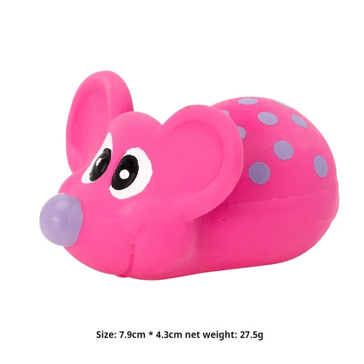 Pet toy with 2 colors, mouse latex material, biting sound, hand coloring, depicting small and medium-sized dog products