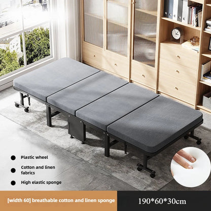Household Goods Lunch Break Folding Bed Single Portable Home Office Nap Artifact  Bed Wooden Board Hospital Escort Bed Adult