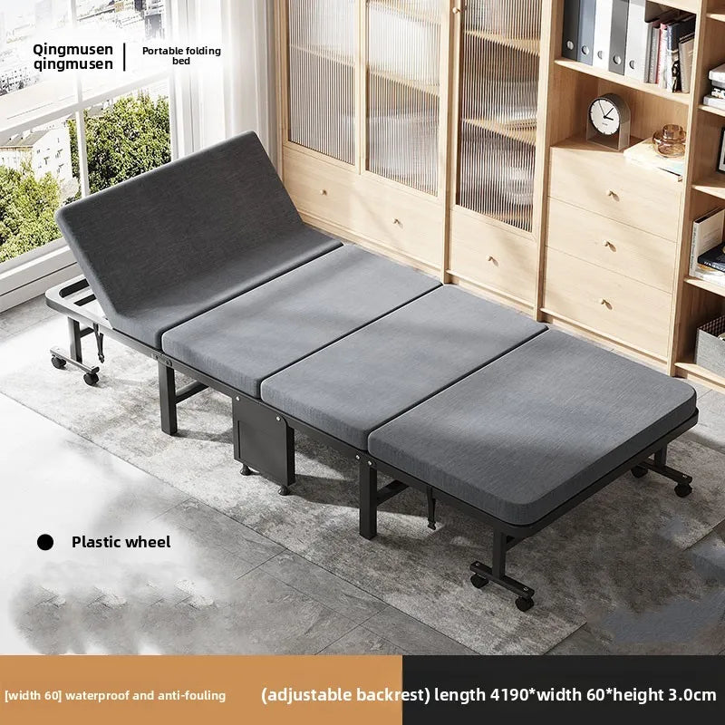 Household Goods Lunch Break Folding Bed Single Portable Home Office Nap Artifact  Bed Wooden Board Hospital Escort Bed Adult