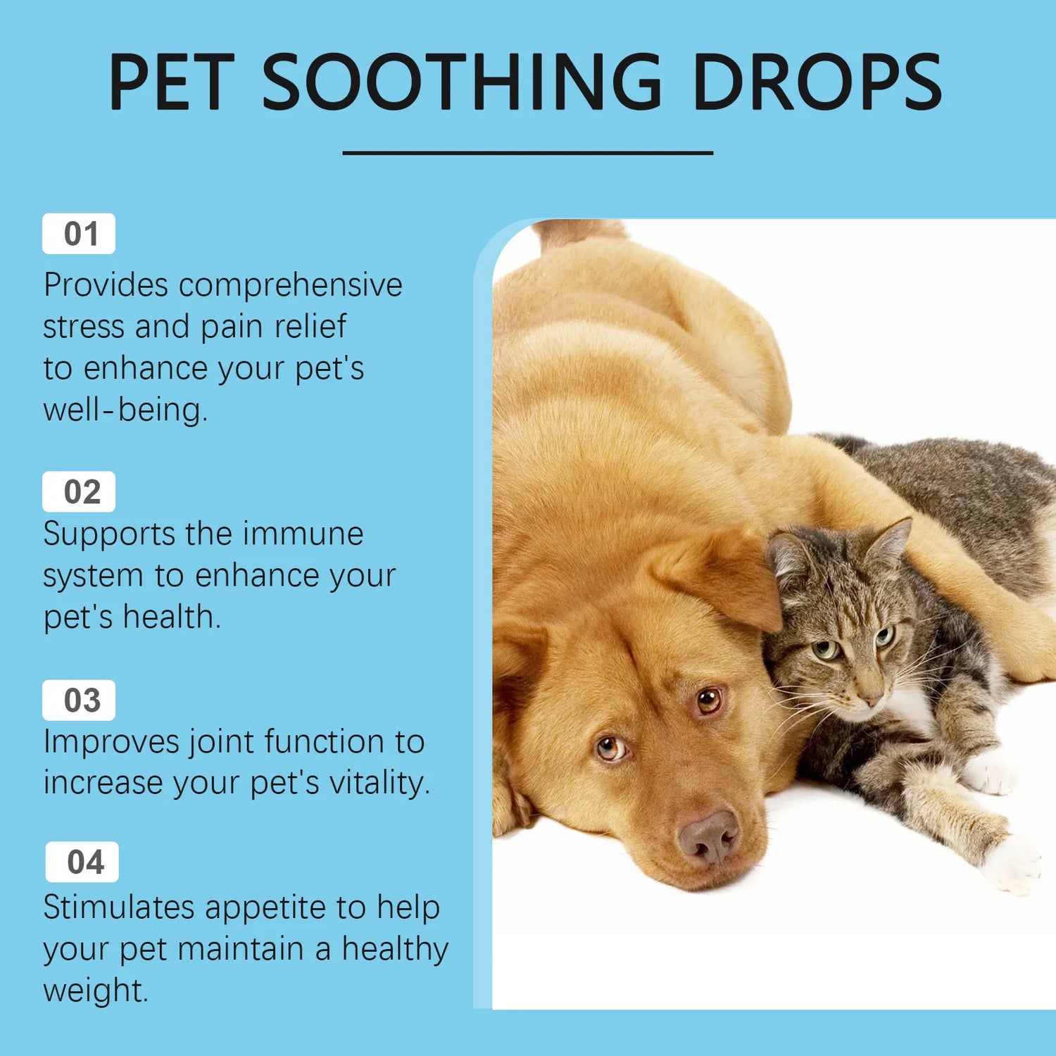 Pet Immunity Boost Care Drops to Relieve Stress and Pain, Enhance Pets&
