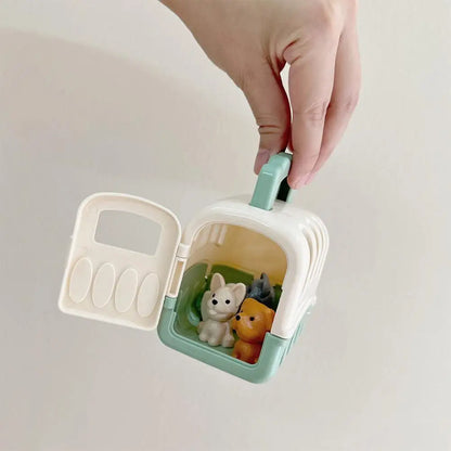 New Cute Mini Puppy Pretend Play Toy Animal Dog Doll Set Dog Pet Basket Ornament Kids Toys Visual Senses Scene Playing Ornament
