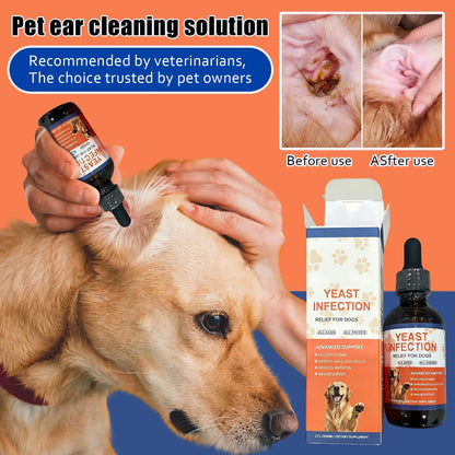 Pet Ear Cleaner Drops Liquid Vitamin Drops Set Daily Ear Care Cleansing Solution with Multivitamin Supplement for Dogs Health