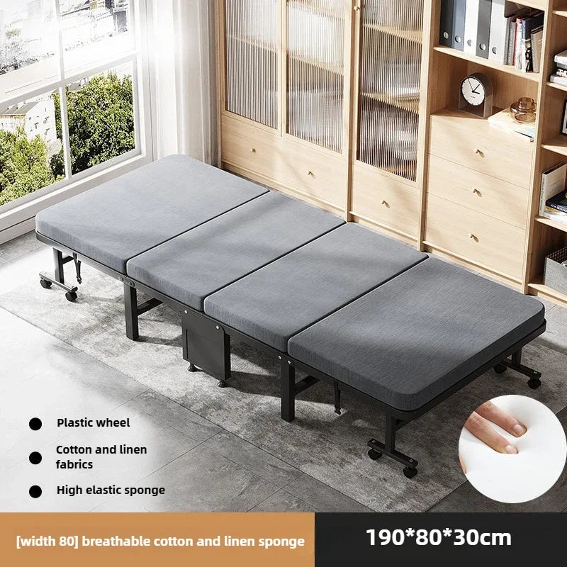 Household Goods Lunch Break Folding Bed Single Portable Home Office Nap Artifact  Bed Wooden Board Hospital Escort Bed Adult