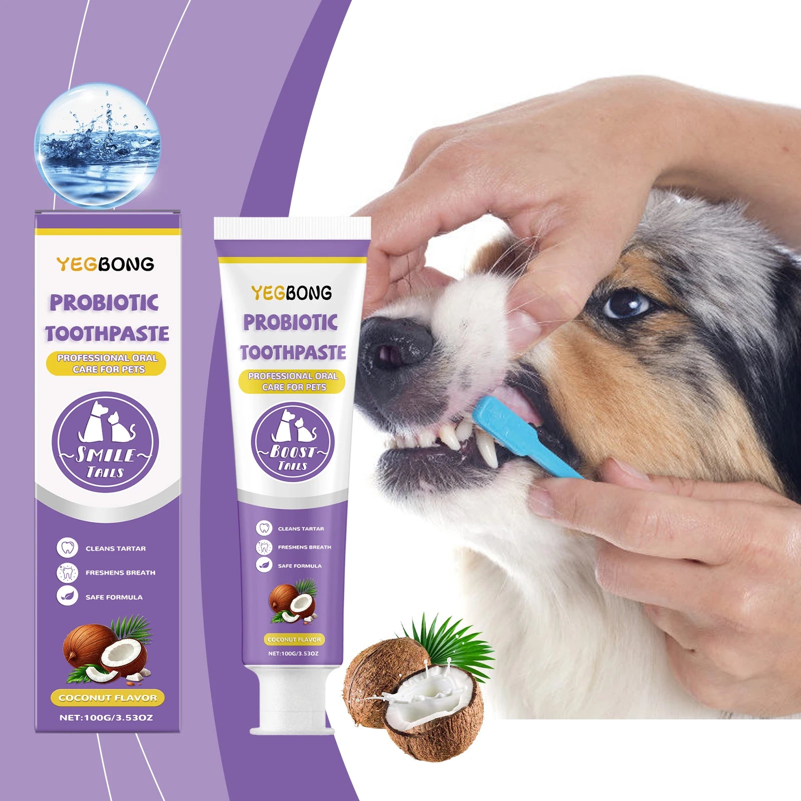 Probiotic Toothpaste for Pets:Eliminates Plaque,Freshens Breath,Gentle Teeth Cleaning&amp;Oral Care,Shared by All Household Pets
